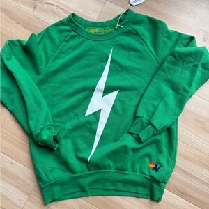 Green Sweatshirt with Lightning Bolt
